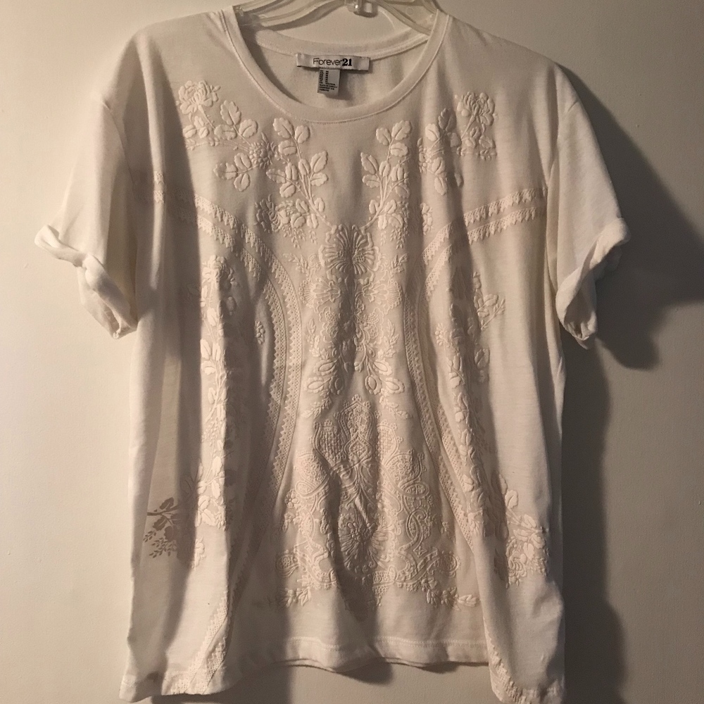 White on White Floral Top